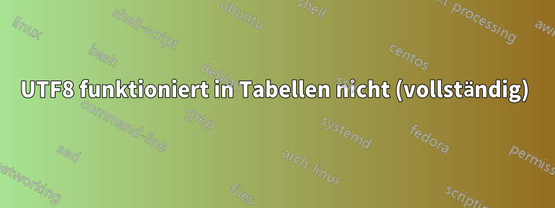 UTF8 funktioniert in Tabellen nicht (vollständig)