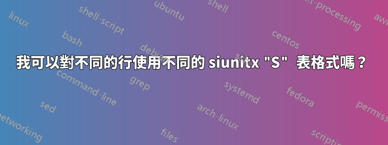 我可以對不同的行使用不同的 siunitx "S" 表格式嗎？