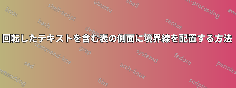 回転したテキストを含む表の側面に境界線を配置する方法