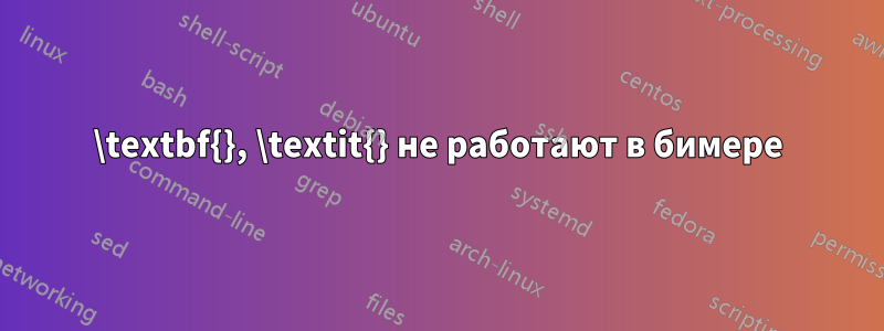 \textbf{}, \textit{} не работают в бимере