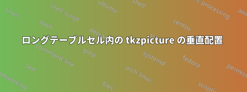 ロングテーブルセル内の tkzpicture の垂直配置