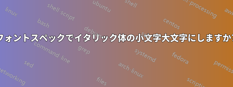 フォントスペックでイタリック体の小文字大文字にしますか?