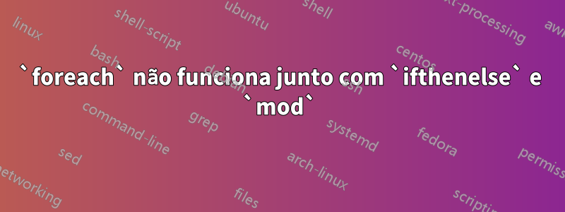 `foreach` não funciona junto com `ifthenelse` e ​​`mod`