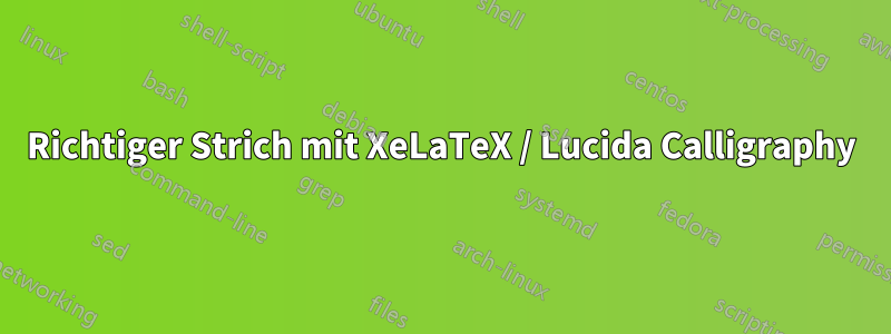 Richtiger Strich mit XeLaTeX / Lucida Calligraphy