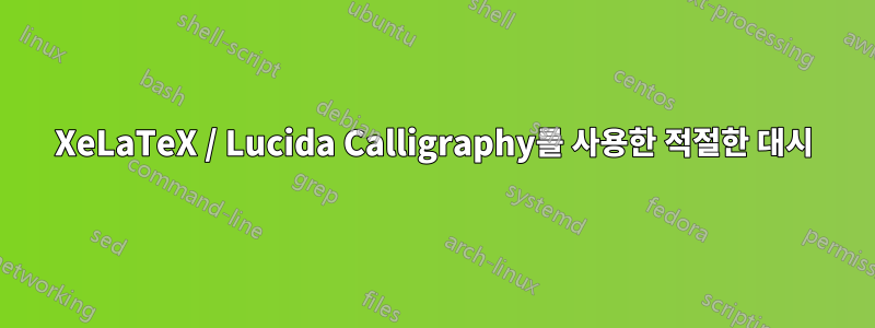 XeLaTeX / Lucida Calligraphy를 사용한 적절한 대시