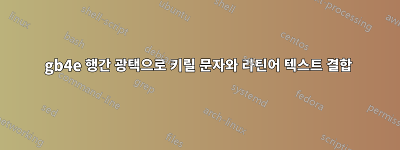 gb4e 행간 광택으로 키릴 문자와 라틴어 텍스트 결합