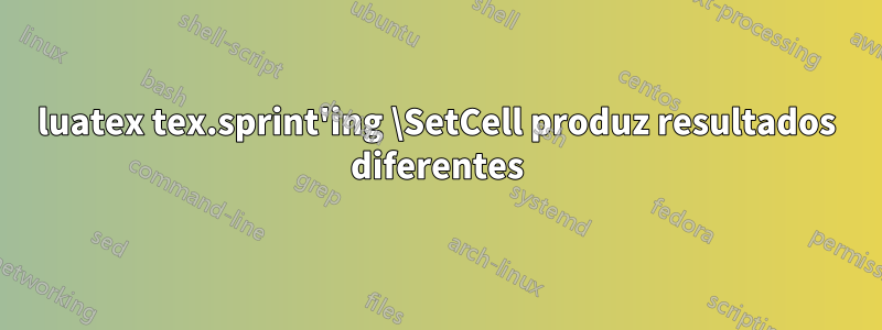 luatex tex.sprint'ing \SetCell produz resultados diferentes