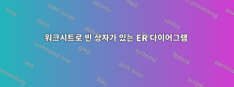 워크시트로 빈 상자가 있는 ER 다이어그램