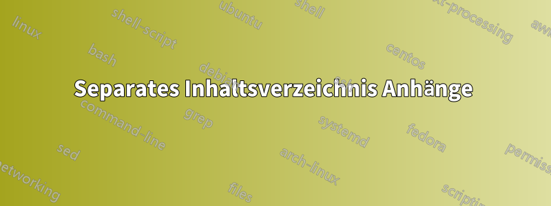 Separates Inhaltsverzeichnis Anhänge