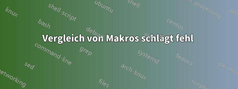 Vergleich von Makros schlägt fehl