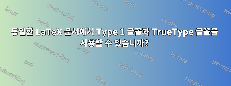 동일한 LaTeX 문서에서 Type 1 글꼴과 TrueType 글꼴을 사용할 수 있습니까?