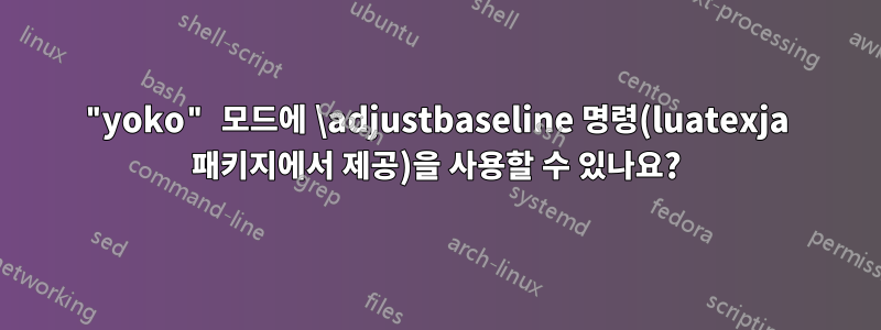 "yoko" 모드에 \adjustbaseline 명령(luatexja 패키지에서 제공)을 사용할 수 있나요?