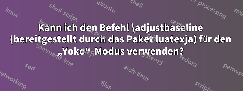 Kann ich den Befehl \adjustbaseline (bereitgestellt durch das Paket luatexja) für den „Yoko“-Modus verwenden?