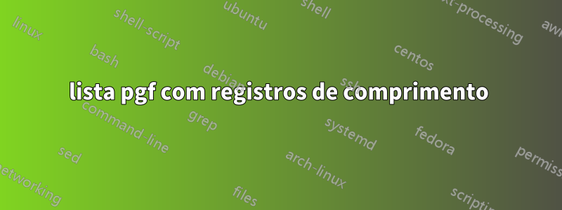 lista pgf com registros de comprimento