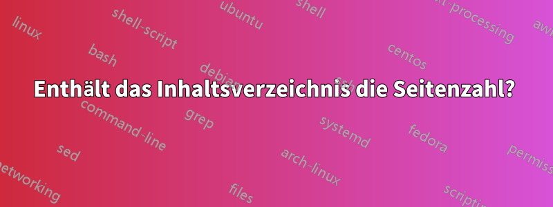 Enthält das Inhaltsverzeichnis die Seitenzahl?