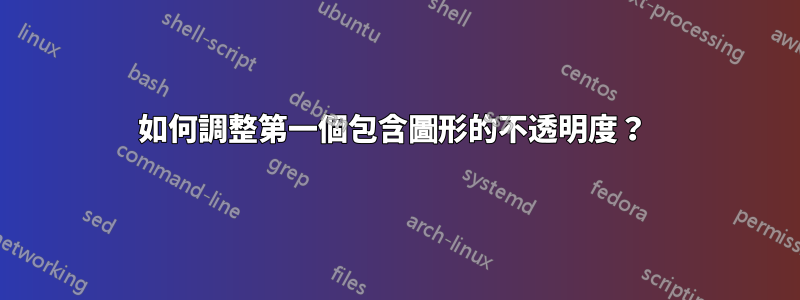 如何調整第一個包含圖形的不透明度？ 