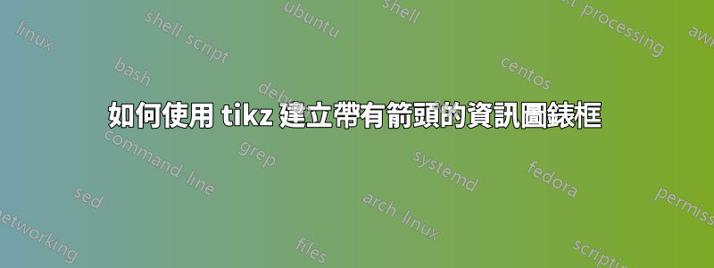 如何使用 tikz 建立帶有箭頭的資訊圖錶框