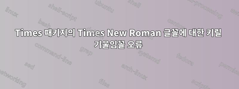 Times 패키지의 Times New Roman 글꼴에 대한 키릴 기울임꼴 오류