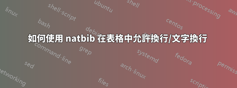 如何使用 natbib 在表格中允許換行/文字換行