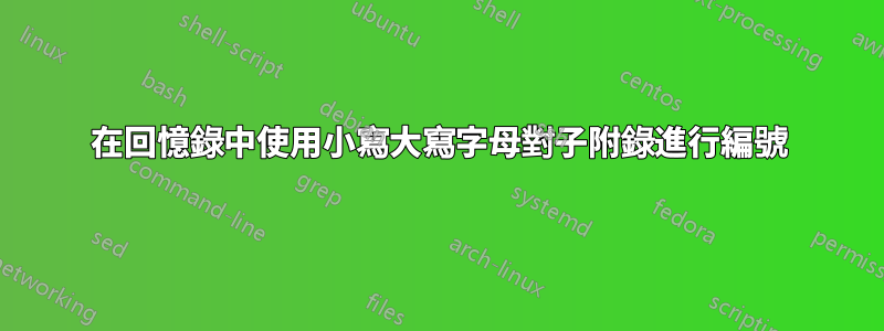 在回憶錄中使用小寫大寫字母對子附錄進行編號