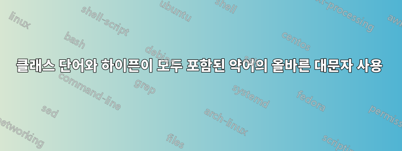 클래스 단어와 하이픈이 모두 포함된 약어의 올바른 대문자 사용