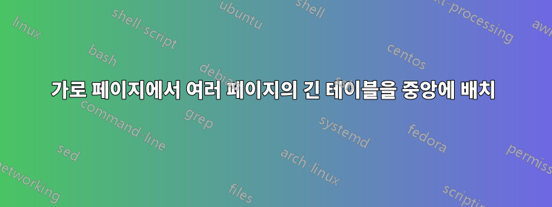 가로 페이지에서 여러 페이지의 긴 테이블을 중앙에 배치