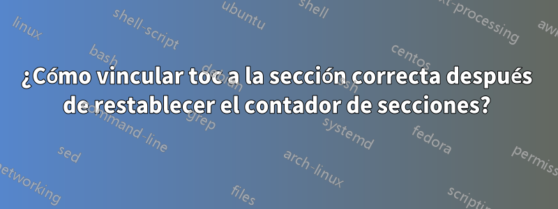 ¿Cómo vincular toc a la sección correcta después de restablecer el contador de secciones?