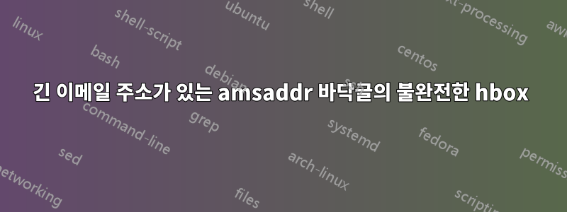 긴 이메일 주소가 있는 amsaddr 바닥글의 불완전한 hbox