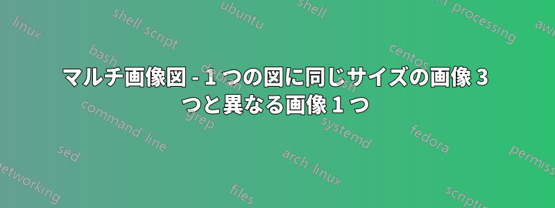 マルチ画像図 - 1 つの図に同じサイズの画像 3 つと異なる画像 1 つ