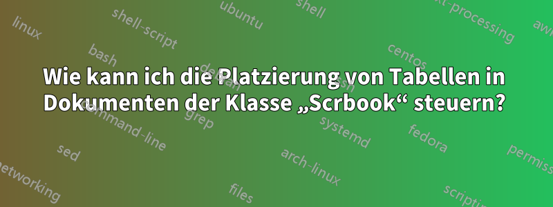 Wie kann ich die Platzierung von Tabellen in Dokumenten der Klasse „Scrbook“ steuern?