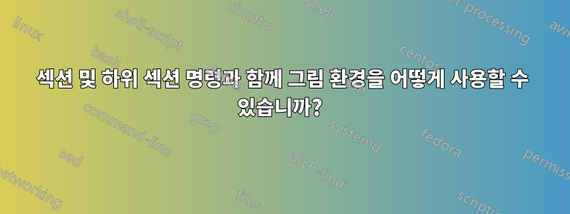 섹션 및 하위 섹션 명령과 함께 그림 환경을 어떻게 사용할 수 있습니까? 