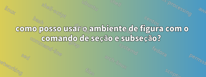 como posso usar o ambiente de figura com o comando de seção e subseção? 