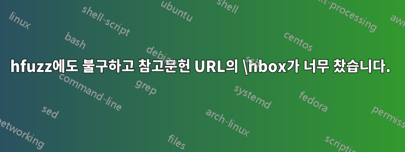 hfuzz에도 불구하고 참고문헌 URL의 \hbox가 너무 찼습니다.