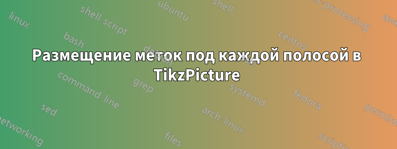 Размещение меток под каждой полосой в TikzPicture