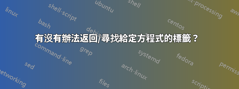 有沒有辦法返回/尋找給定方程式的標籤？ 