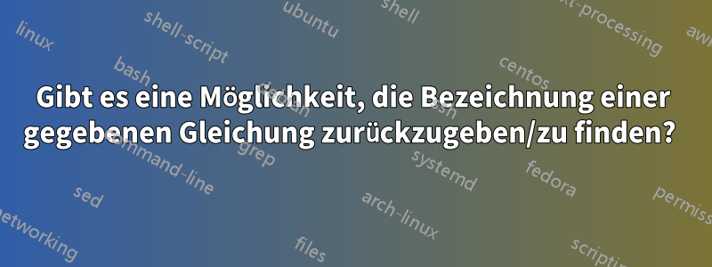 Gibt es eine Möglichkeit, die Bezeichnung einer gegebenen Gleichung zurückzugeben/zu finden? 