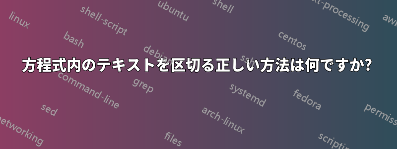 方程式内のテキストを区切る正しい方法は何ですか?