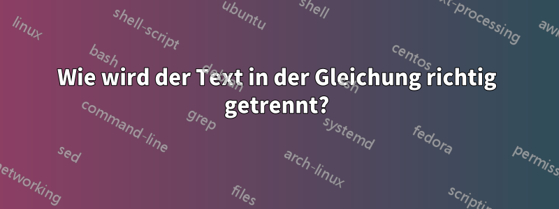 Wie wird der Text in der Gleichung richtig getrennt?