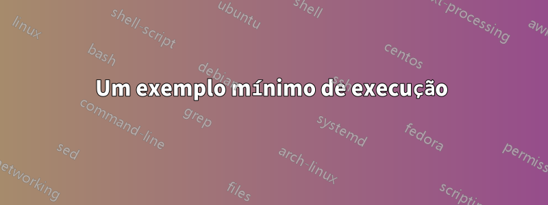 Um exemplo mínimo de execução