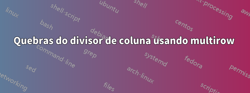 Quebras do divisor de coluna usando multirow