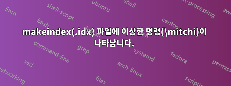 makeindex(.idx) 파일에 이상한 명령(\mitchi)이 나타납니다.