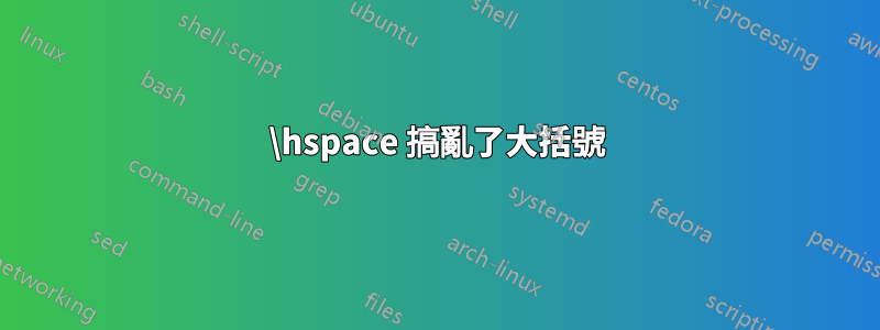 \hspace 搞亂了大括號