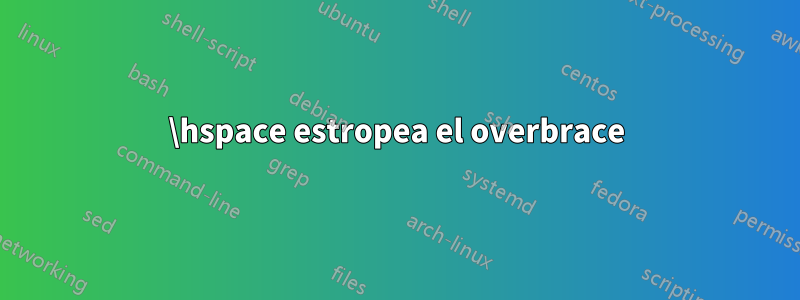 \hspace estropea el overbrace