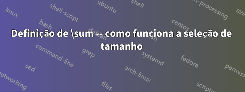Definição de \sum -- como funciona a seleção de tamanho