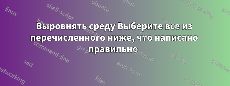 Выровнять среду Выберите все из перечисленного ниже, что написано правильно 