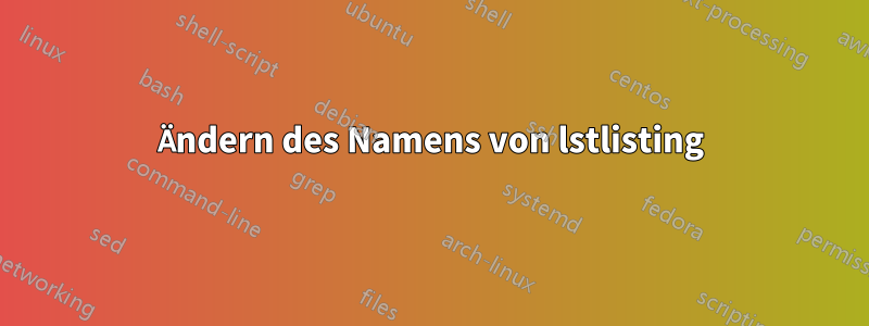 Ändern des Namens von lstlisting