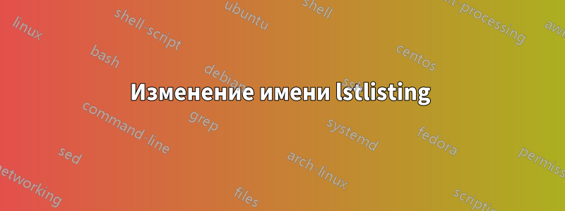 Изменение имени lstlisting