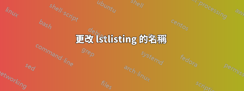 更改 lstlisting 的名稱