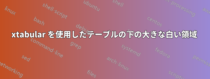 xtabular を使用したテーブルの下の大きな白い領域