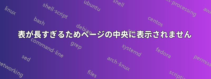 表が長すぎるためページの中央に表示されません